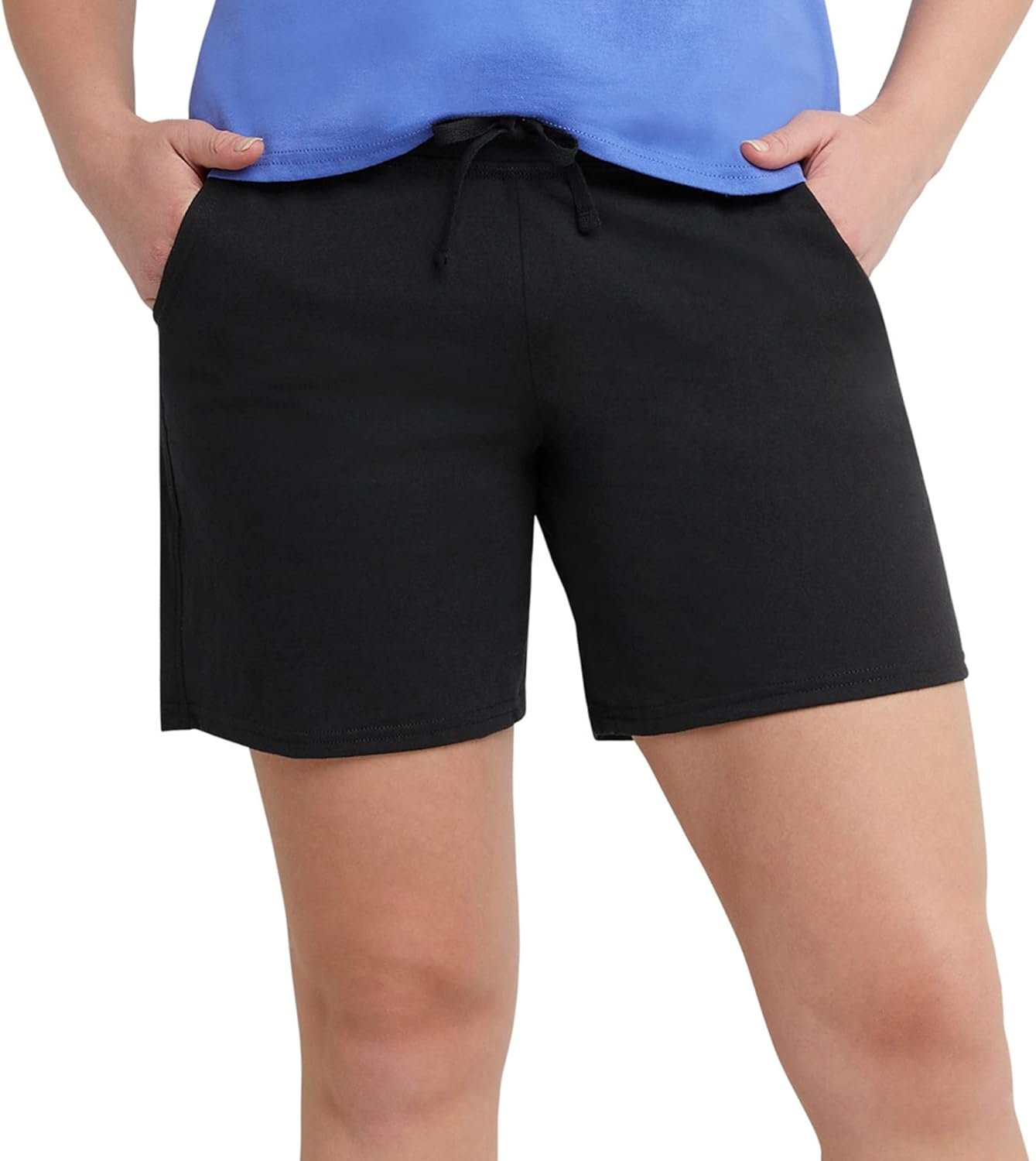 Hanes Women’s Jersey Pocket Shorts, Drawstring Cotton Jersey Shorts, 7″ Inseam