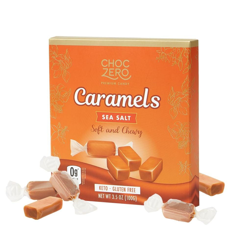 ChocZero Sugar Free Caramels – Keto Candy – All Natural, Soft and Chewy – Low Carb Snack (3.5oz Box)