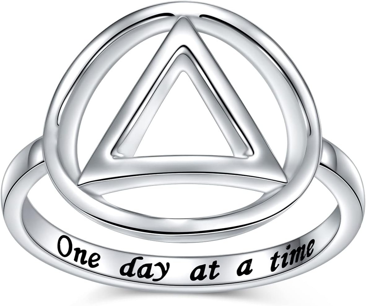 Sobriety Rings for Women Sterling Silver AA Alcoholics Anonymous NA Narcotics Anonymous Ring Open Circle Karma Ring for Women