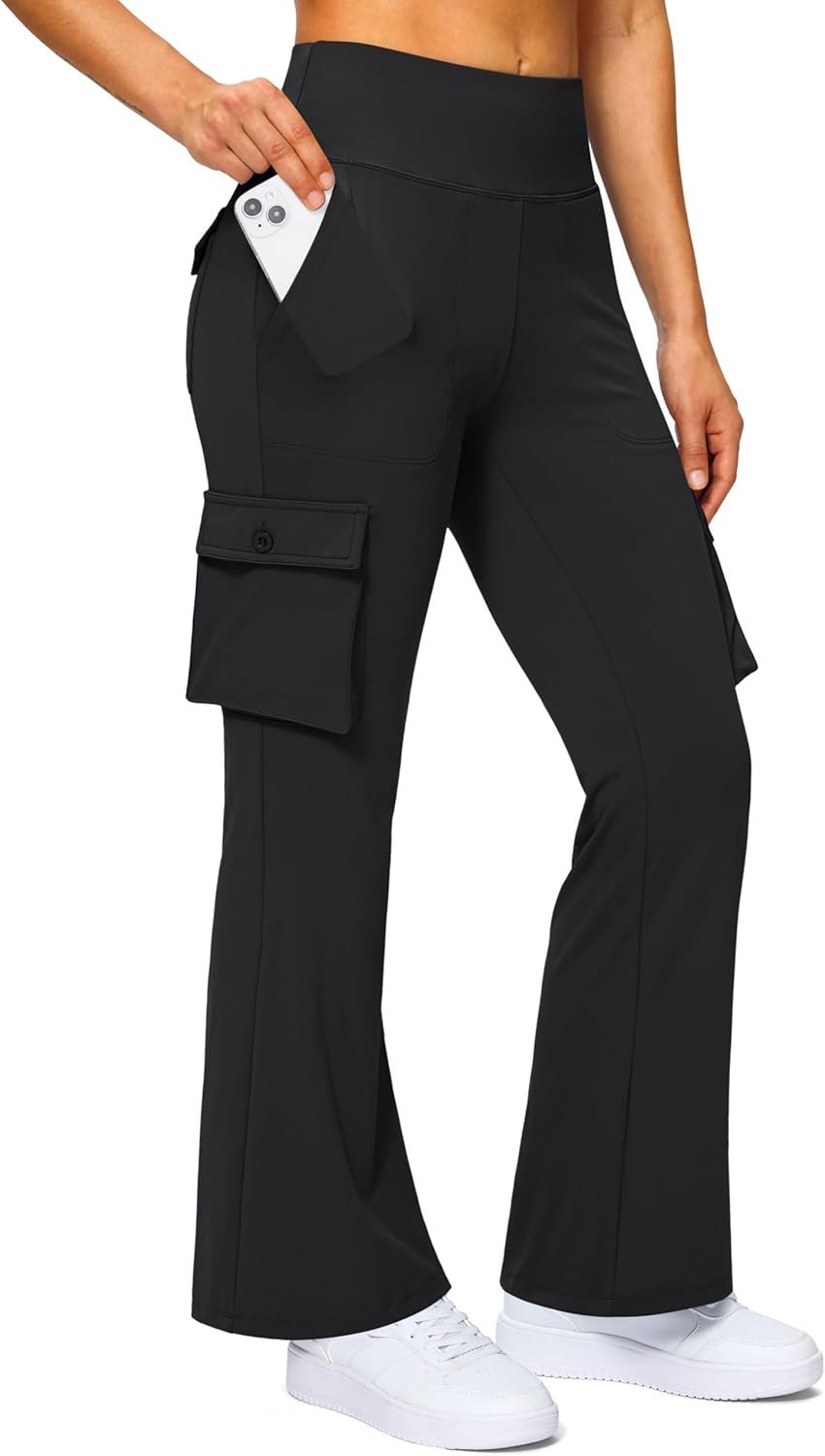 G Gradual Women’s 6 Pockets High Waist Yoga Pants Stretch Cargo Flare Leggings for Fitness, Travel, Casual Wear