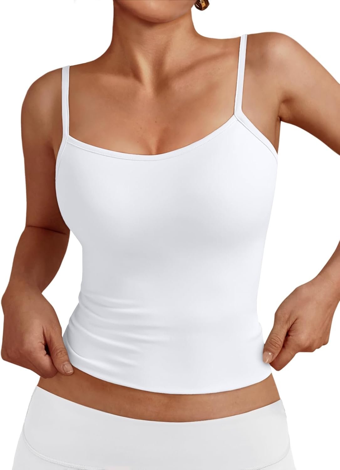 Trendy Queen Womens Adjustable Camisole Sleeveless Square Neck Spaghetti Strap Tank Tops Basic Shirt