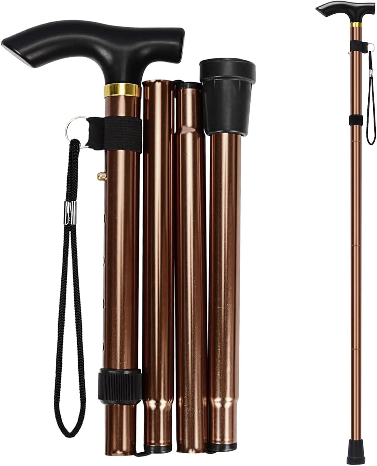 Walking Cane, Folding Cane for Man & Women, Portable Lightweight | 5-Level Adjustable Height, Collapsible Cane for Seniors Balancing Mobility Aid