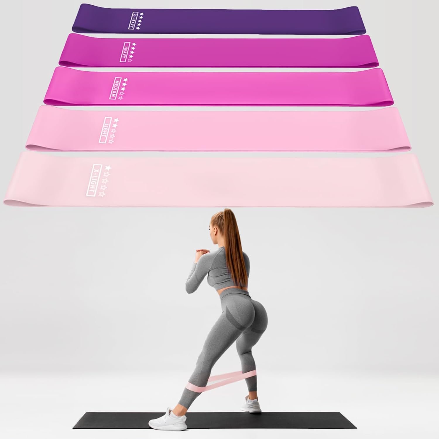 Resistance Exercise Bands for Working Out,Stretch Workout Loop Fitness 5 Pack Pilates Equipment for Women Man Exercise,Resistance Booty Bands for Yoga Training