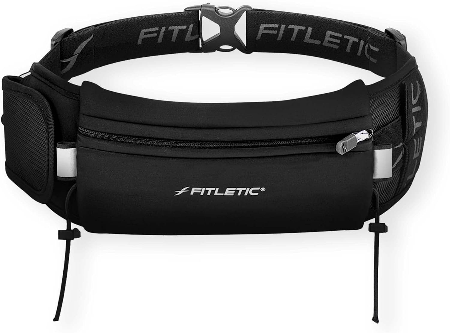 Fitletic – Ultimate II Running Pouch with Gels, Runners Pouch, Running Waist Belt with Gel Loops, Exterior Pocket, Inner Pocket, and Integrated Bib Toggles, Running Accessories
