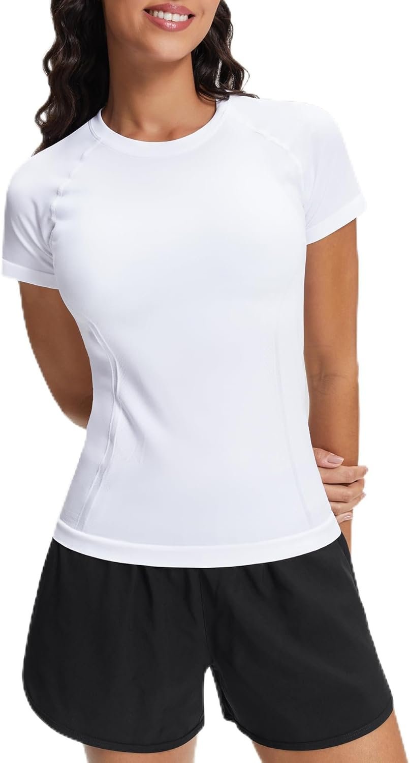 Stelle Women Seamless Workout Shirts Short Sleeve Athletic Top Yoga Gym Running T-Shirts