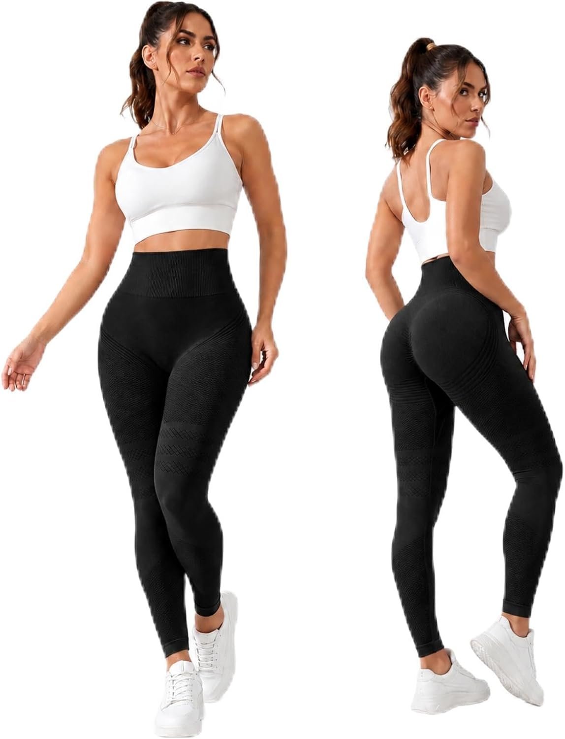 Anti Cellulite Compression 3D Leggings for Women with Resistance Bands Butt Lifting Tummy Control Gym Yoga Pants