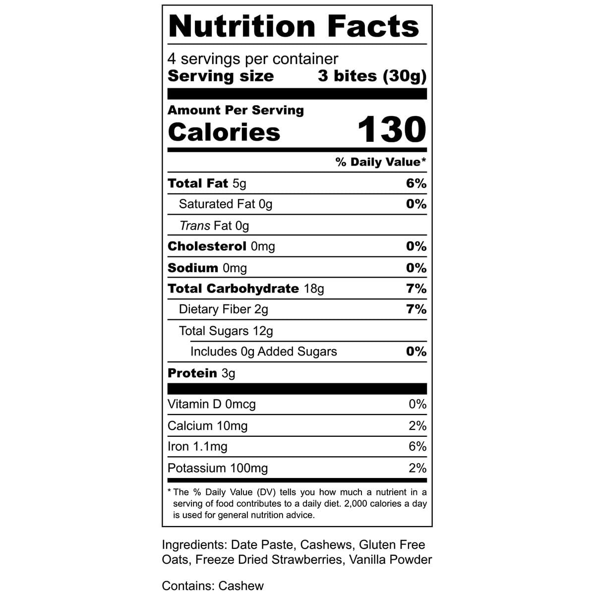 AMG Snacks Strawberry Vanilla Energy Bites | 4.3 oz, Pack of 3 (36 Bites Total) | Date and Nut Energy Snacks Protein Bars | Non GMO, Gluten Free, Vegan Protein Bites | Made with All Natural Ingredients