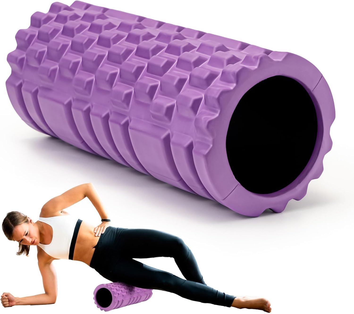 Krightlink Foam Roller for Muscle Massager, Patented 13″ High Density Exercise Roller for Muscle and Myofascial Trigger Point Release, Yoga, Back Roller for Fitness, Yoga (Purple)