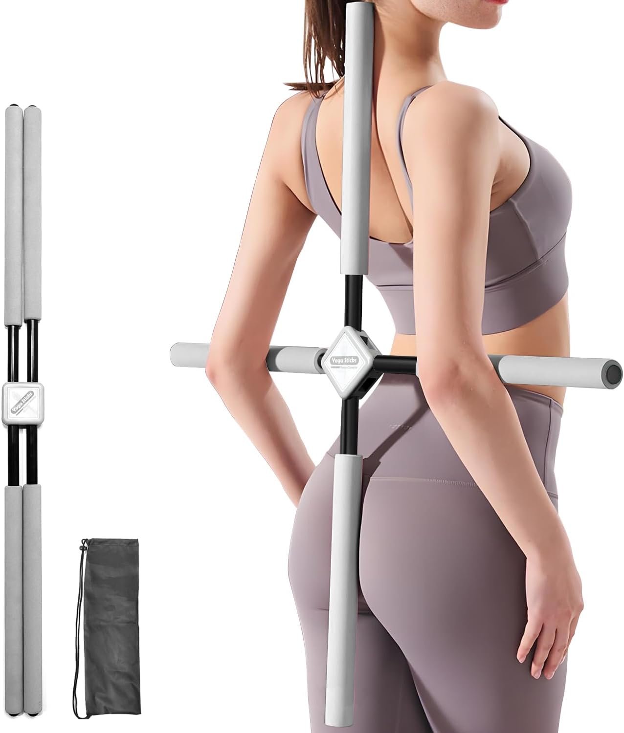 Yoga Stick- Posture Corrector Stick for Back Pain Relief – Upper & Lower Back Stretcher and Straightener Tool for Men and Women – Portable Mobility Stretch Pole for Neck Hump, Spine Alignment & Home Workout