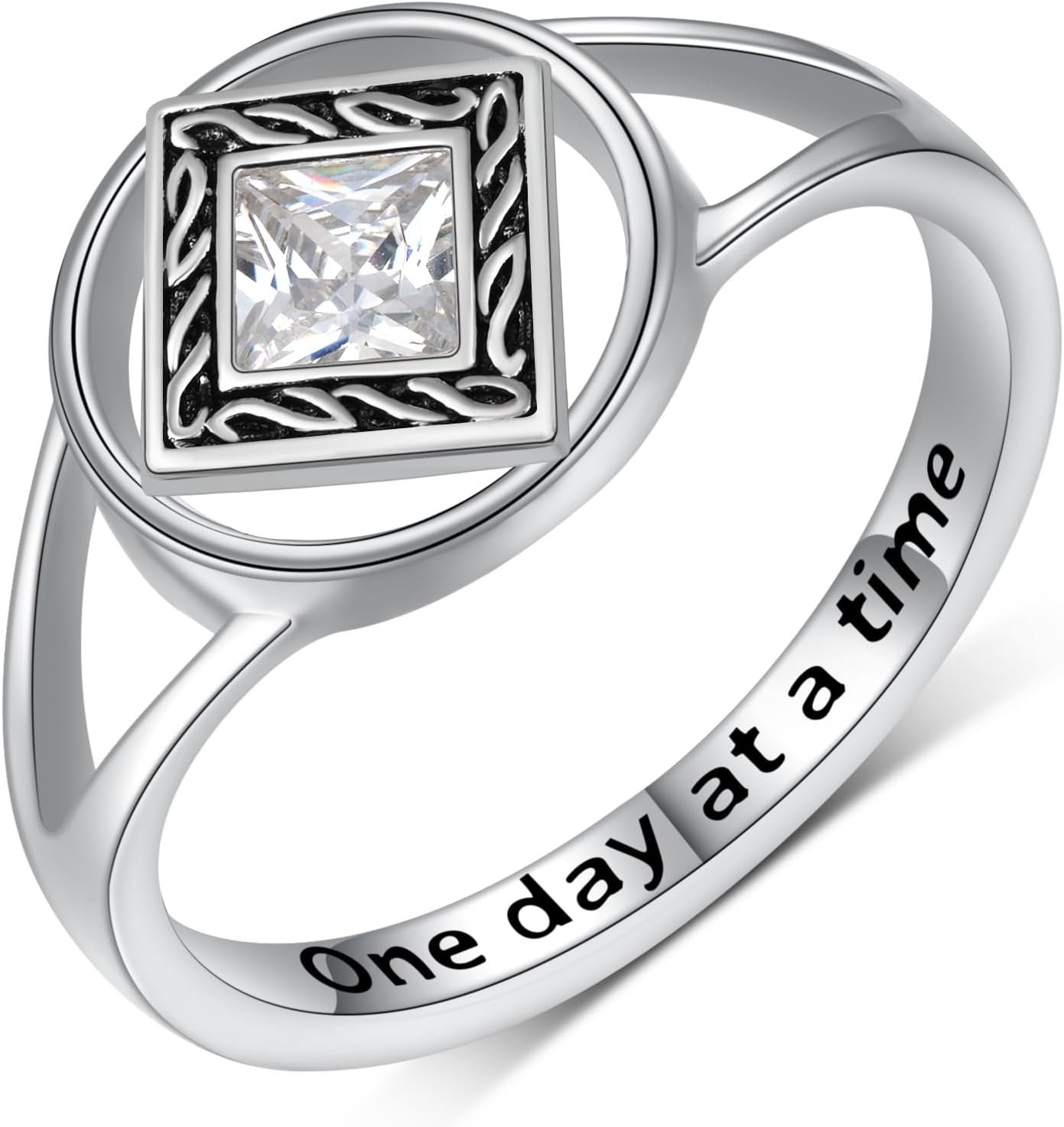 AA Sobriety Gifts 925 Sterling Silver NA Narcotics Anonymous Ring Stay Sober Recovery NA Jewelry Sobriety Gifts for Women