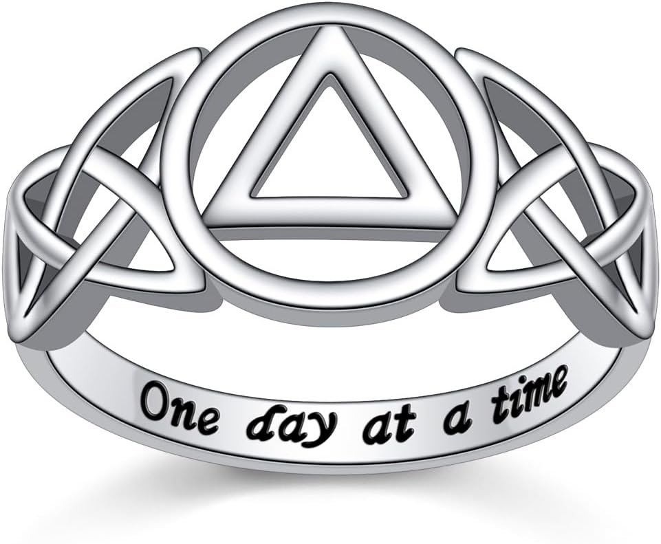 Sobriety Rings for Women Sterling Silver AA Alcoholics Anonymous NA Narcotics Anonymous Ring Open Circle Karma Ring for Women