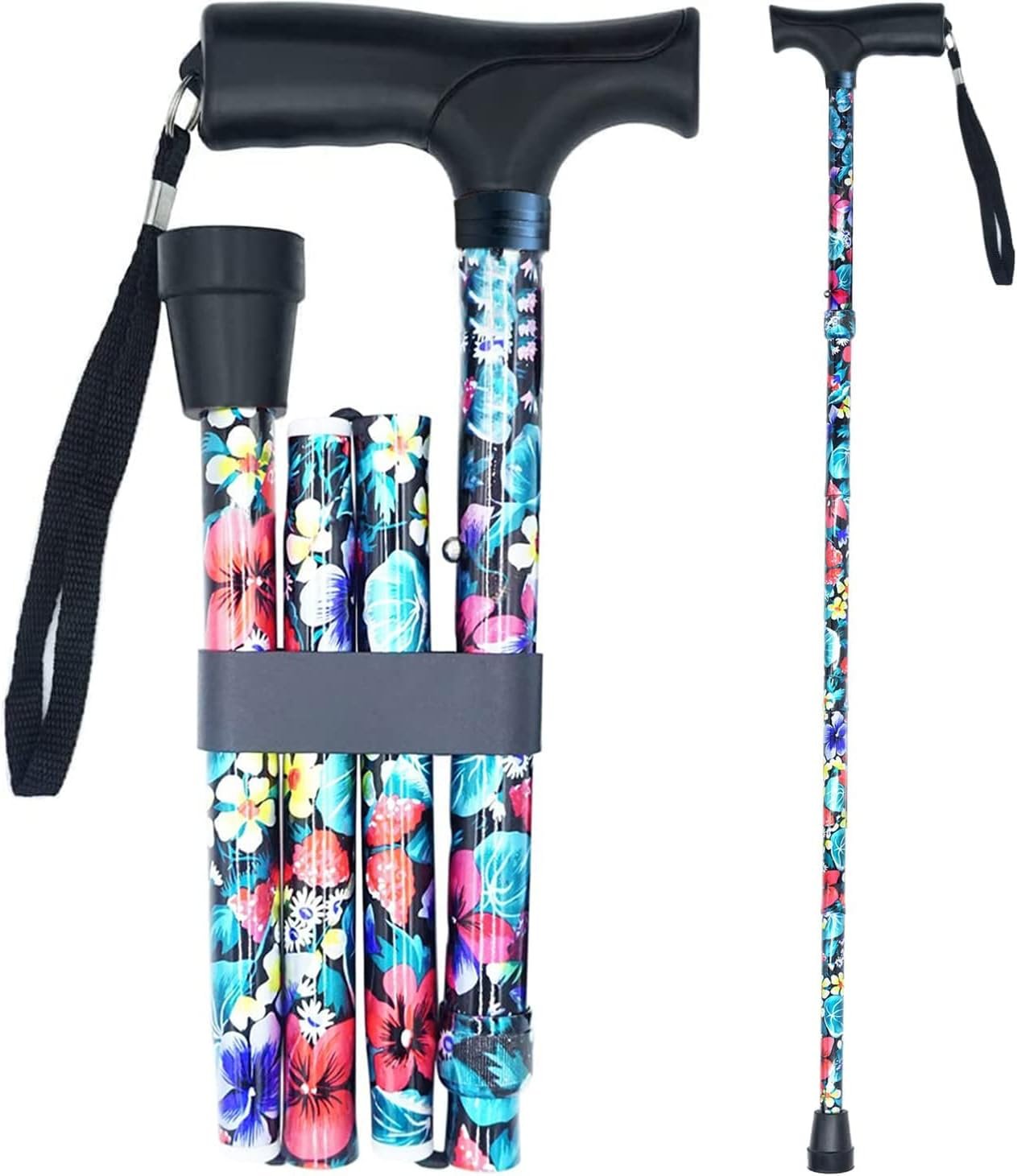 Walking Cane Printed Folding Cane, Adjustable Walking Cane for Women, Foldable Cane, Folding Cane for Men, Canes for Seniors, Adjustable Cane, Walking Stick Supports up to 250 Pounds