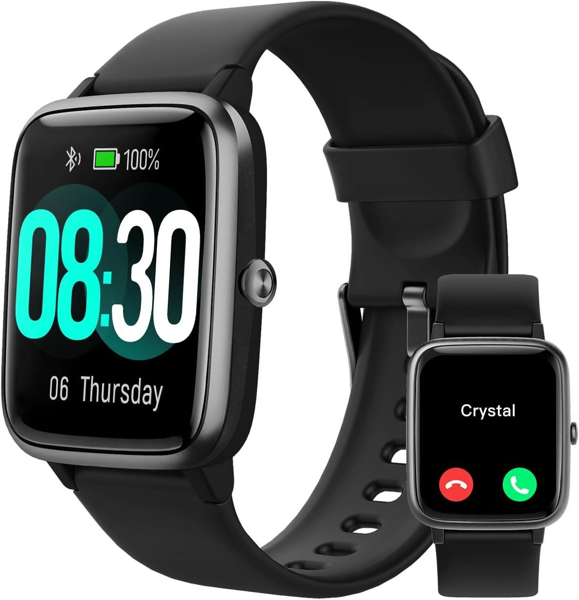 GRV Smart Watches for Men Women, Answer/Make Calls, 1.8″ HD Smartwatch for iPhone Android Phones, Fitness Watch with Heart Rate/Sleep/Stress Monitor Steps Calories Counter, IP68 Waterproof (Black)
