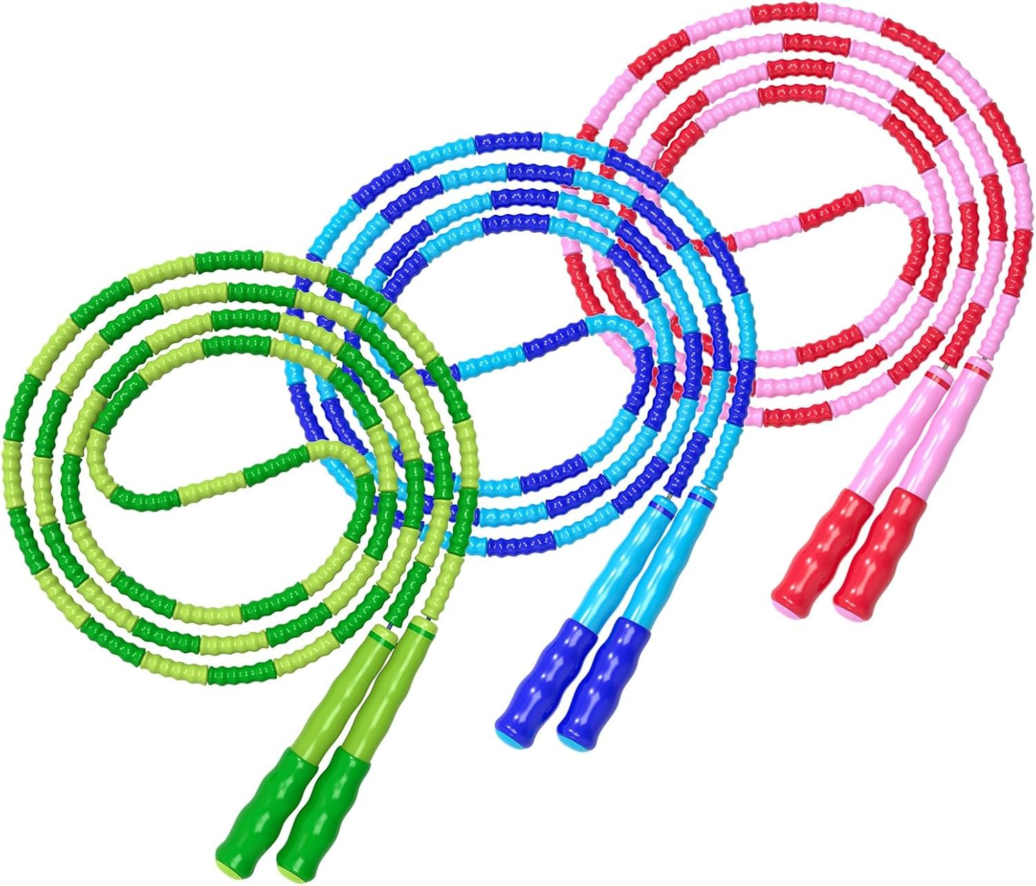Leeboom Jump Rope, Adjustable Length Tangle-Free Segmented Soft Beaded Skipping Rope, Fitness Jump Rope for Kids, Man, and Women Weight Loss 9.2 Feet