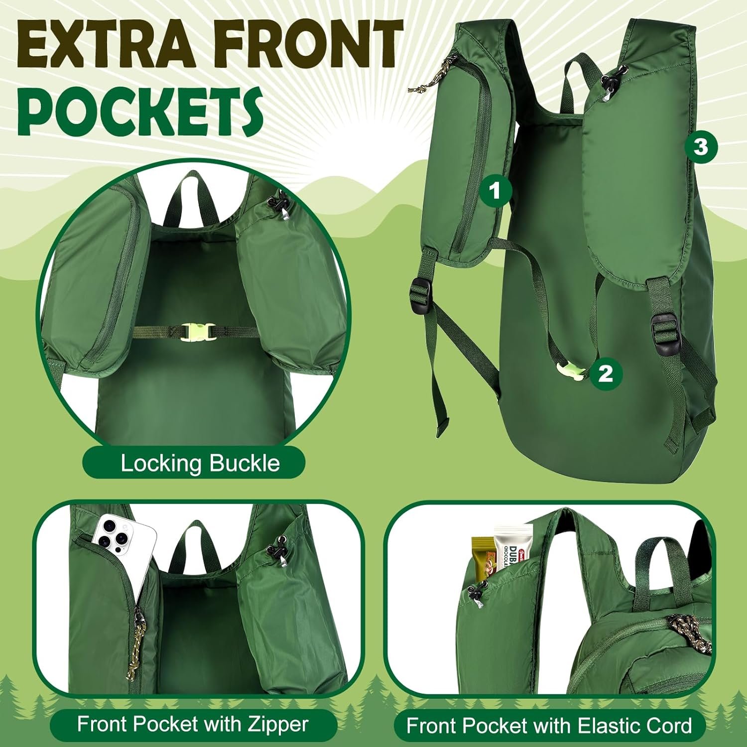 12L Ultralight & Thin Packable Daypack, Small Foldable Hiking Backpack Travel Bag, Water Resistant Day Pack for Men Women