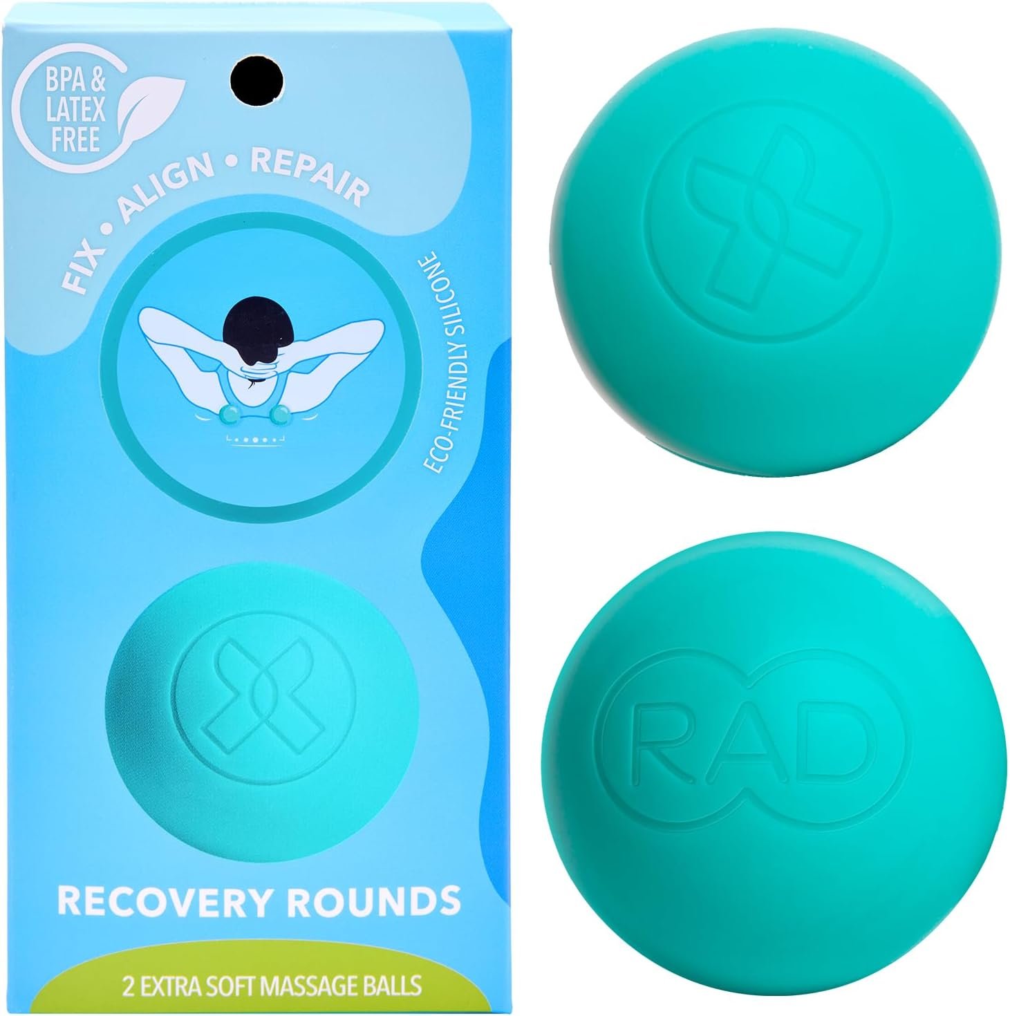 RAD Recovery Rounds – Extra Soft Yoga Deep Tissue Massage Ball Set – Myofascial Release Balls for Feet, Back, Neck, Legs & Arms – Trigger Point & Mobility Therapy (2-Pack)