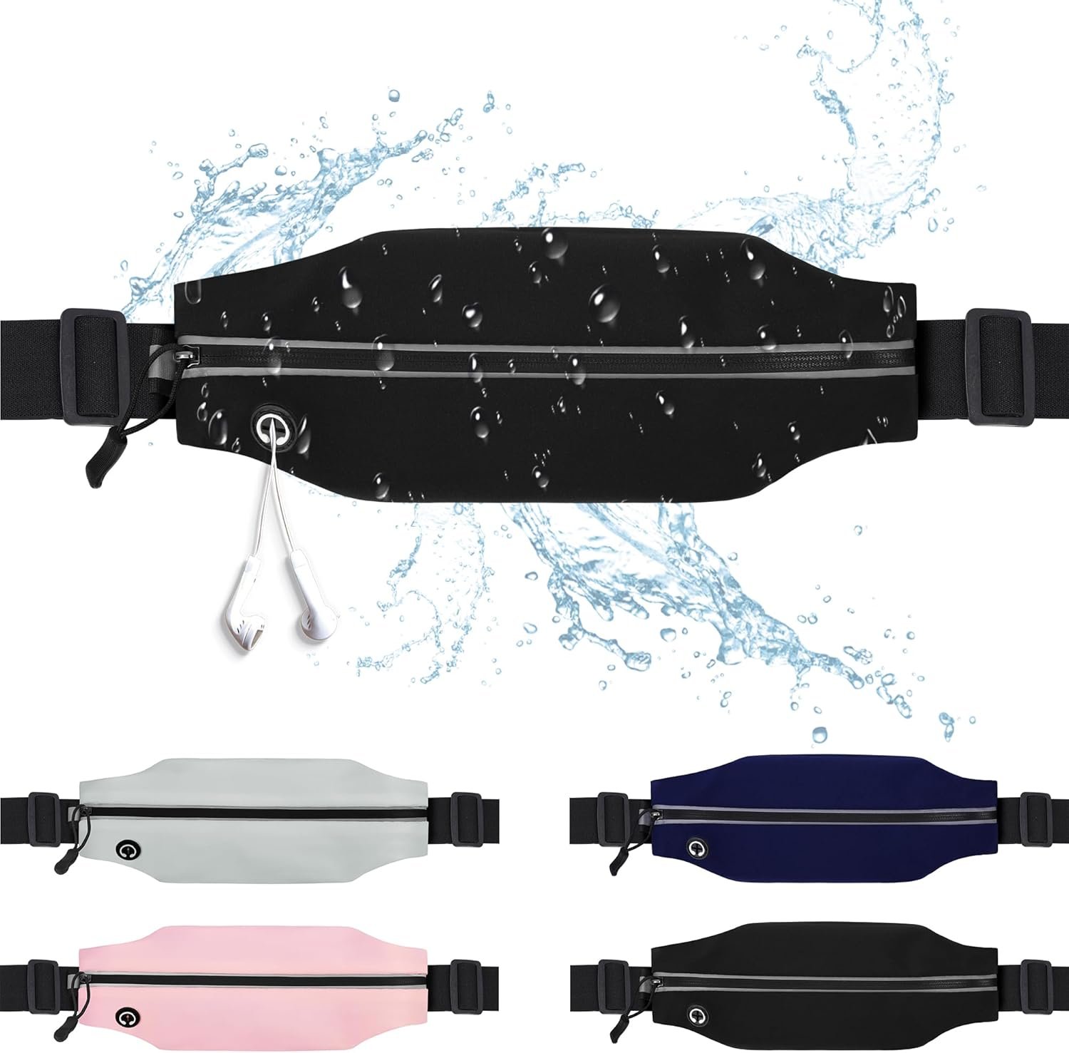 Running Belt Fanny Pack for Men and Women Slim Running Bag Phone Holder Runner Money Belt Running Essentials Workout Fitness Black