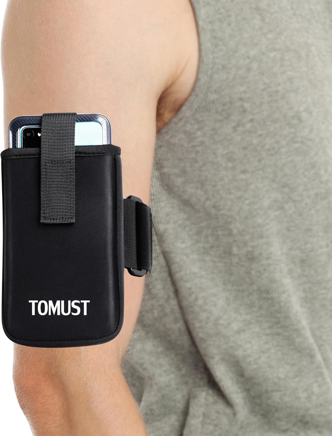 Phone Holder with Three Strap, Lightweight Arm Band with Reflective Logo, Elastic Armband Sleeve with Case Fits iPhone and Android, Use for Running, Hiking, Fitness and Workouts, Women/Men