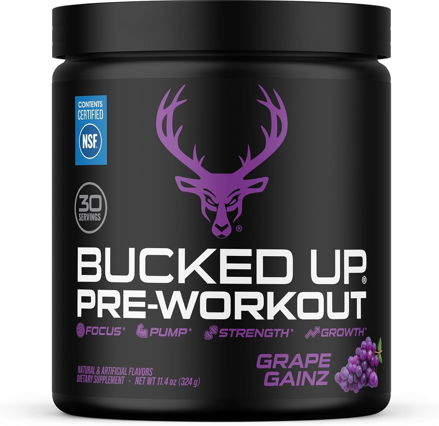 Bucked Up Pre Workout 6 Grams Citrulline, 2 Grams Beta Alanine, and 3 Other Registered trademarked Ingredients (Grape)