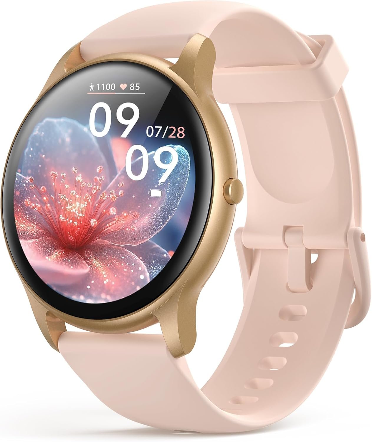 AGPTEK 5ATM Waterproof Smart Watch for Women Men, Ultra-Clear Screen Fitness Tracker with 100+ Sports Modes, Heart Rate Monitor, Pedometer & Sleep Monitor for Android & iOS Phones, Pink