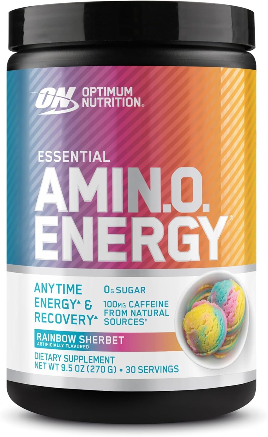 Optimum Nutrition New Flavor Amino Energy – Pre Workout with Green Tea, BCAA, Amino Acids, Keto Friendly, Green Coffee Extract, Energy Powder – Rainbow Sherbet, 30 Servings (Packaging May Vary)