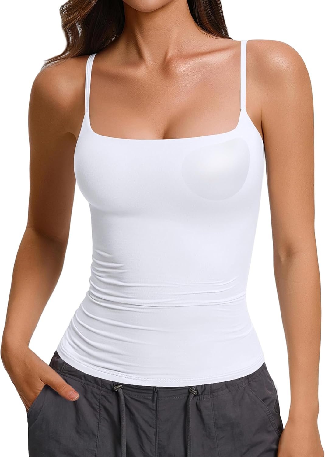 Avidlove Womens Padded Cami Tank Tops Double Lined Spaghetti Strap Built in Bra Shirts Slim Fitted Basic Camisole Top