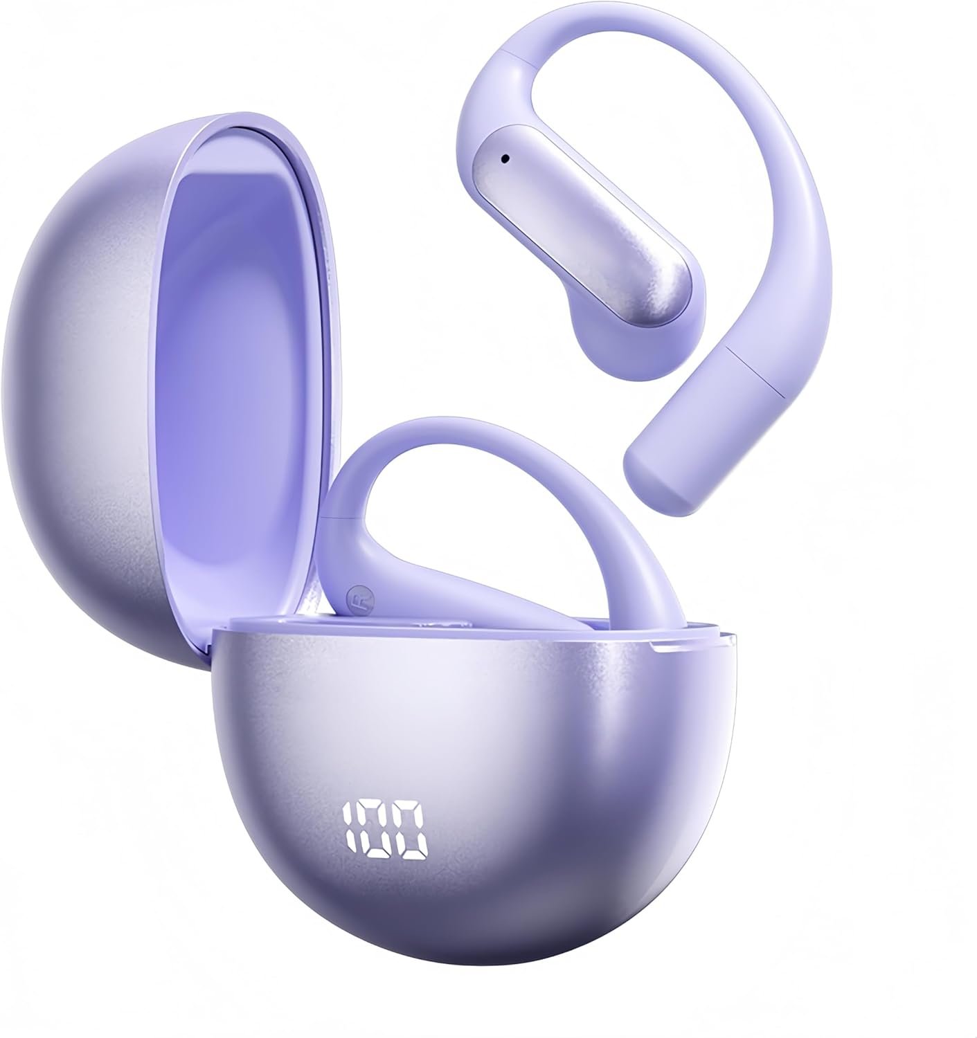 Stylish Bluetooth Earbuds Over Ear for Women – Wireless Open Ear Earbuds with 60H Playtime, BT5.4, 14.2mm Bass, IPX5 Waterproof, Secure Earhooks for Workouts/Running(Purple)