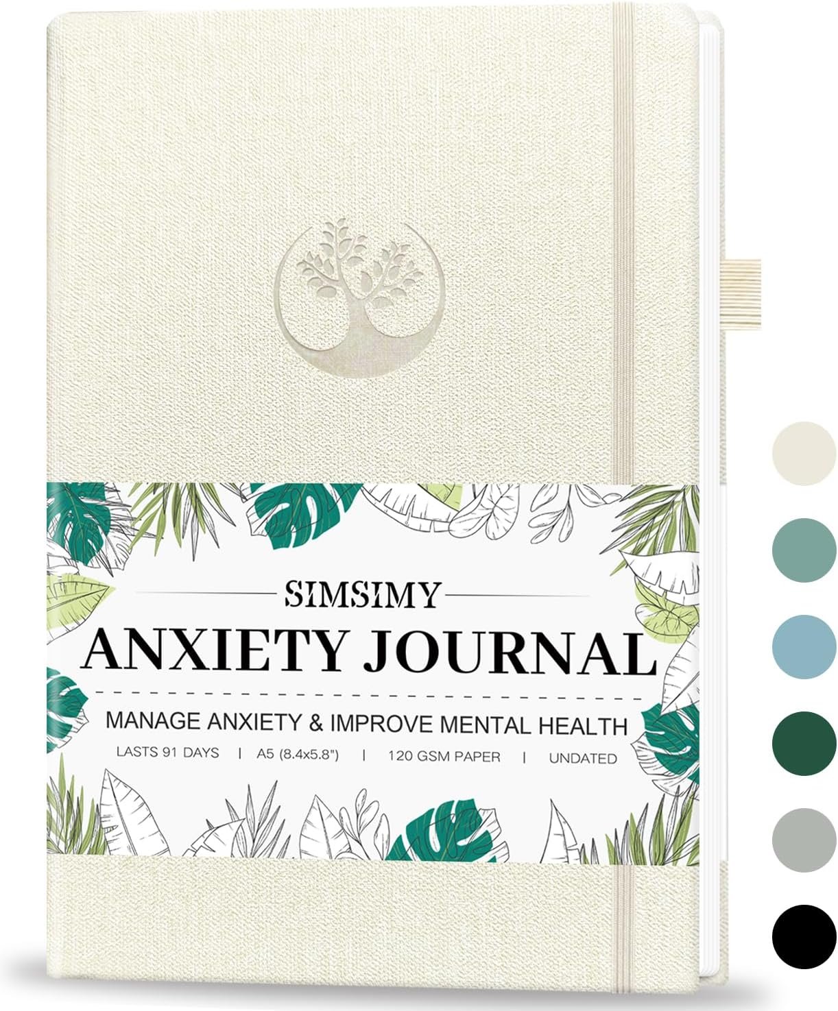 Mental Health & Anxiety Journal, 91 Days Mood Tracker Journal for Mindfulness, Self Care & Stress Relief, Guided CBT Journal with Mental Health Coloring Book Pages & Dream Diary to Record, Wellness Gifts for Women Men