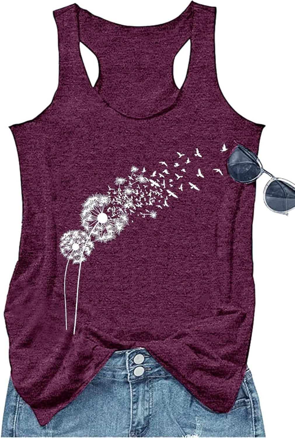 Boho Floral Racerback Tank Tops for Women American Flag Shirt Summer Sleeveless Graphic Tanks Vest Cute Mama Tank Cami