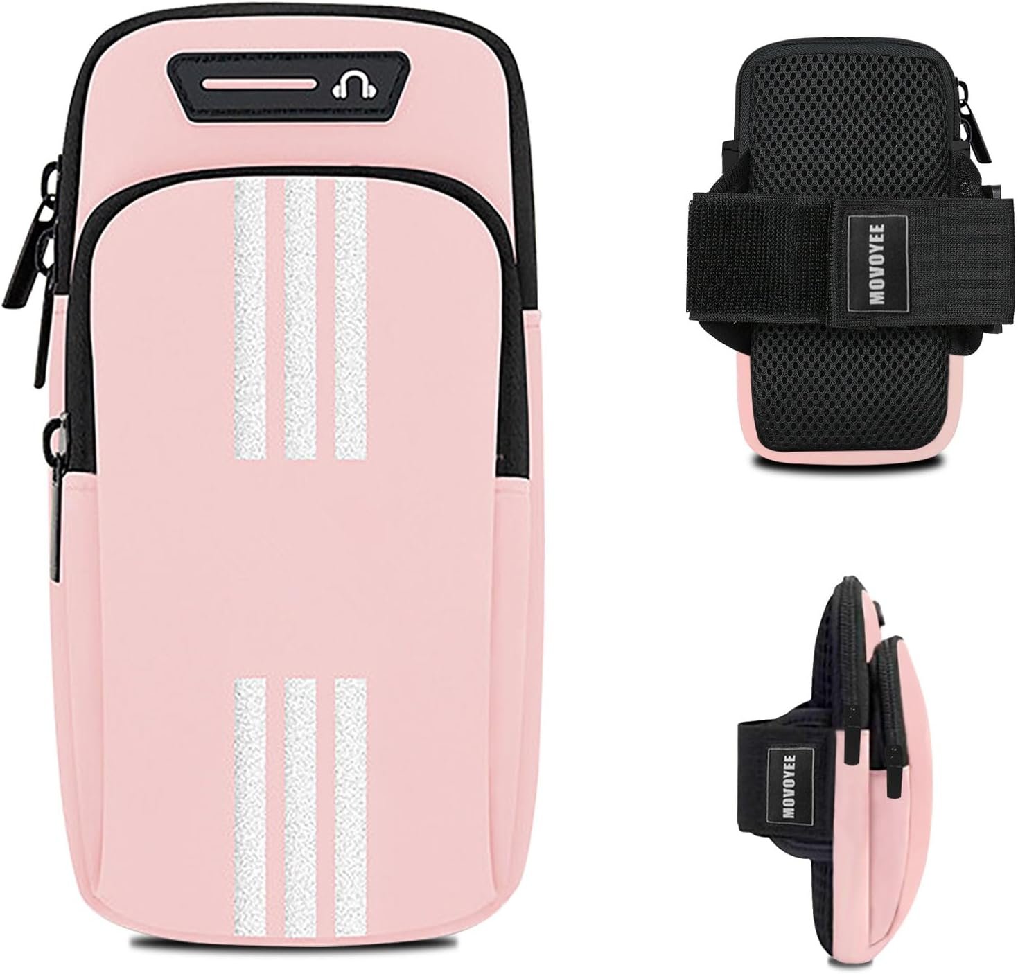 Phone Holder for Running Armband iPhone 11 12 13 14 15 16 Pro Max 16e Xs Xr X Plus Mini Galaxy Ultra S25 Note Pouch,Cell Phones Arm Band Bag Fit Workouts Exercise Gym Sports Hiking Wrist Pink