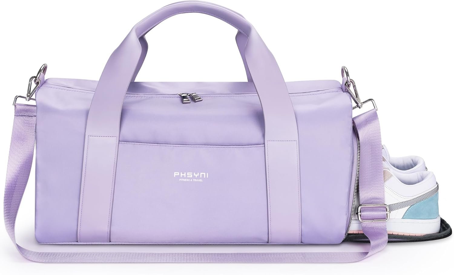PHSYNI Gym Bag for Women Girls with Shoe Compartment & Wet Pocket – Duffle Bag for Travel Sports Fitness Workout Athletic, 19″-Medium, Purple