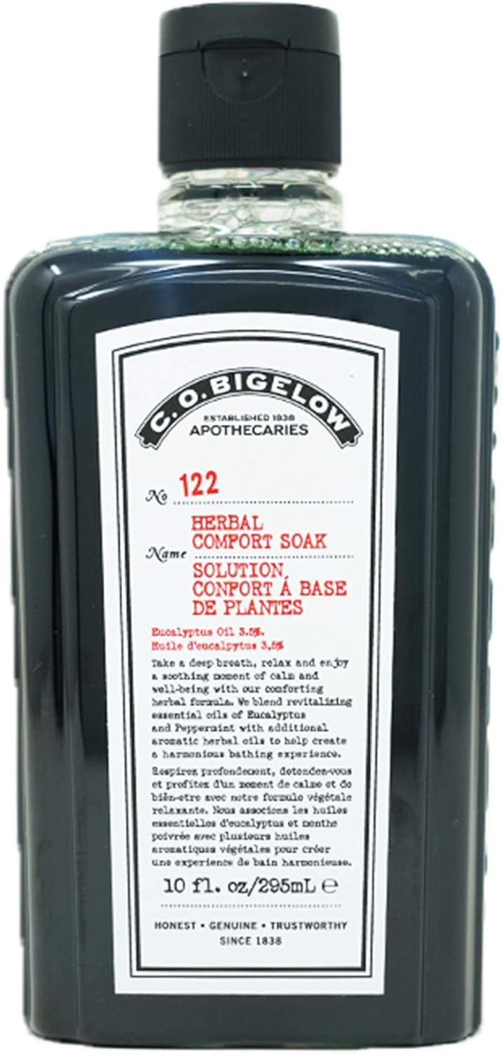 C.O. Bigelow Herbal Comfort Soak, Aromatherapy Bath Soak for Discomfort, Relaxation & Tired Muscles with Essential Oils, Eucalyptus, Peppermint, Echinacea, 10 fl oz