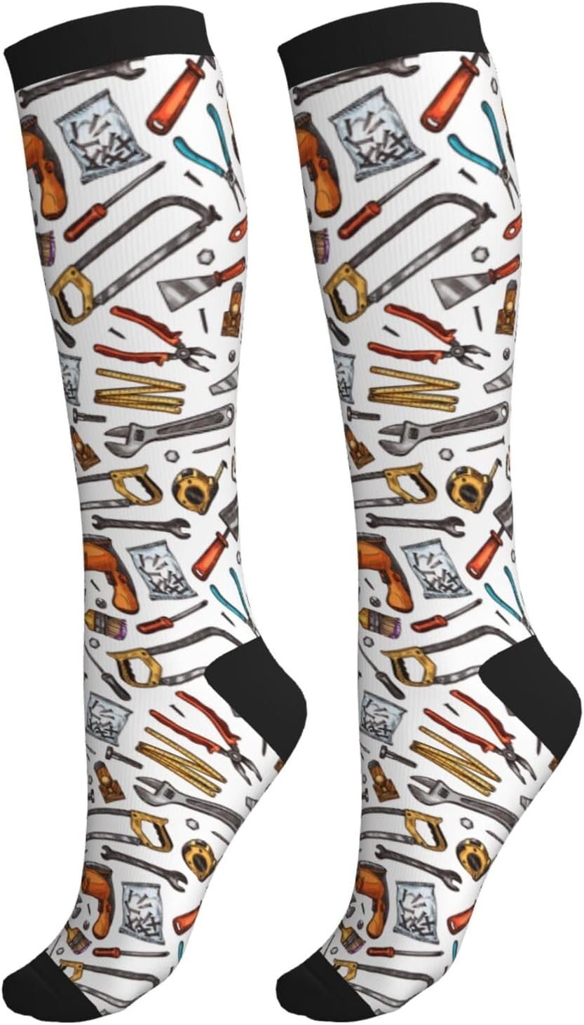 bassyil Compression Socks for Women & Men Circulation 15-20 mmHg Knee High Best Support for Nurses Travel Running Athletic