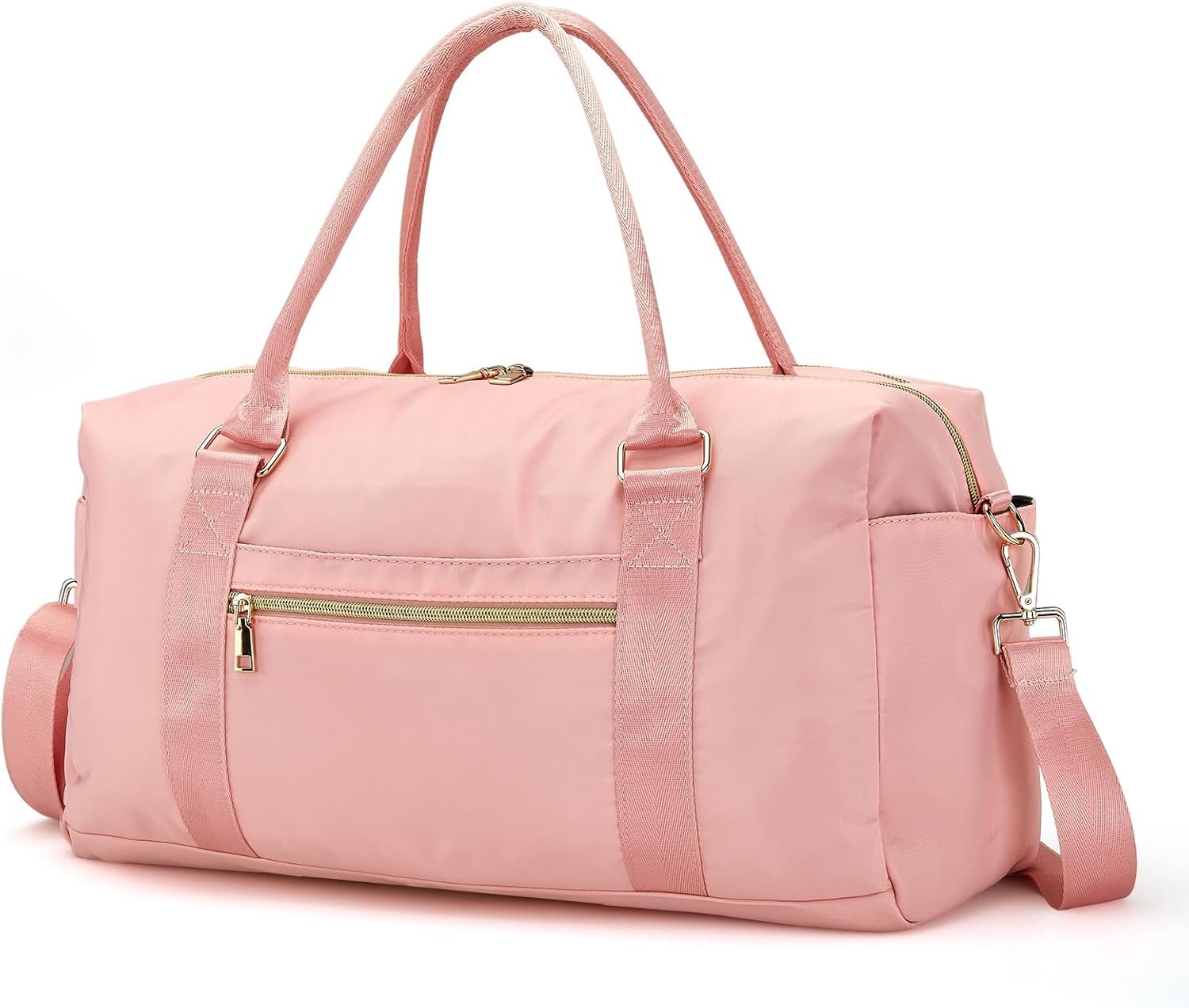 Amechi Weekender Bags for Women with Wet Pocket, 37L Waterproof Travel Duffel Bags with 7″ Wide Trolley Sleeve, Carry On Bag for Travel, Gym Bag, Hospital Bag for Labor and Delivery, Coral Pink
