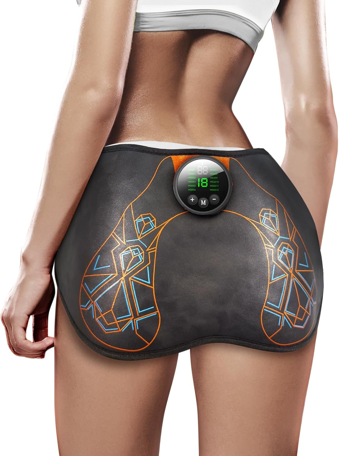 Powered Muscle Stimulator, Glute Toning Device, ABS Stimulator Smart Wearable Butt Lift Machine, HIPS Trainer, EMS Muscle Stimulator with 12 EMS Modes & 19 Adjustable Intensity Levels, Massager