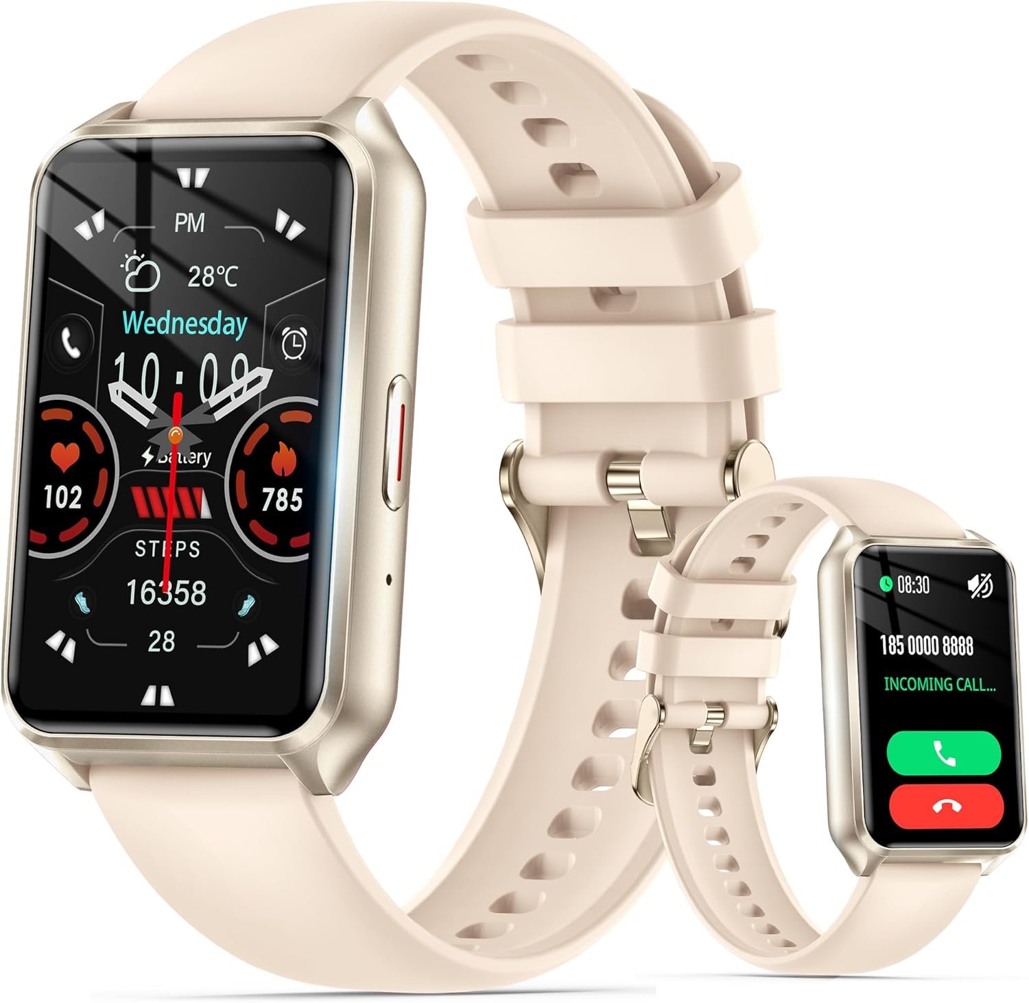 Health Fitness Tracker Watch for Women Men, IP68 Waterproof Activity Tracker with Calorie and Sleep Monitor, 110+ Sports Modes Pedometer Smart Watch，Step Counter Compatible with iPhone Android (Gold)