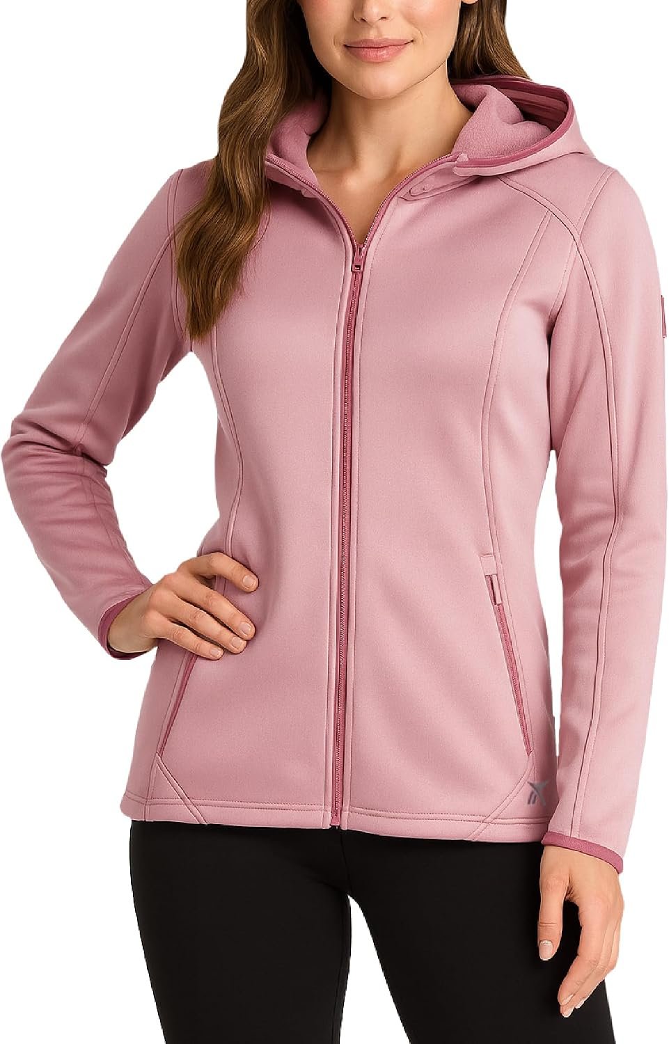Reebok Womens Softshell Jacket – Lightweight Water & Windproof Warm Hooded Fleece Lined Womens Jacket for Gym Running Hiking