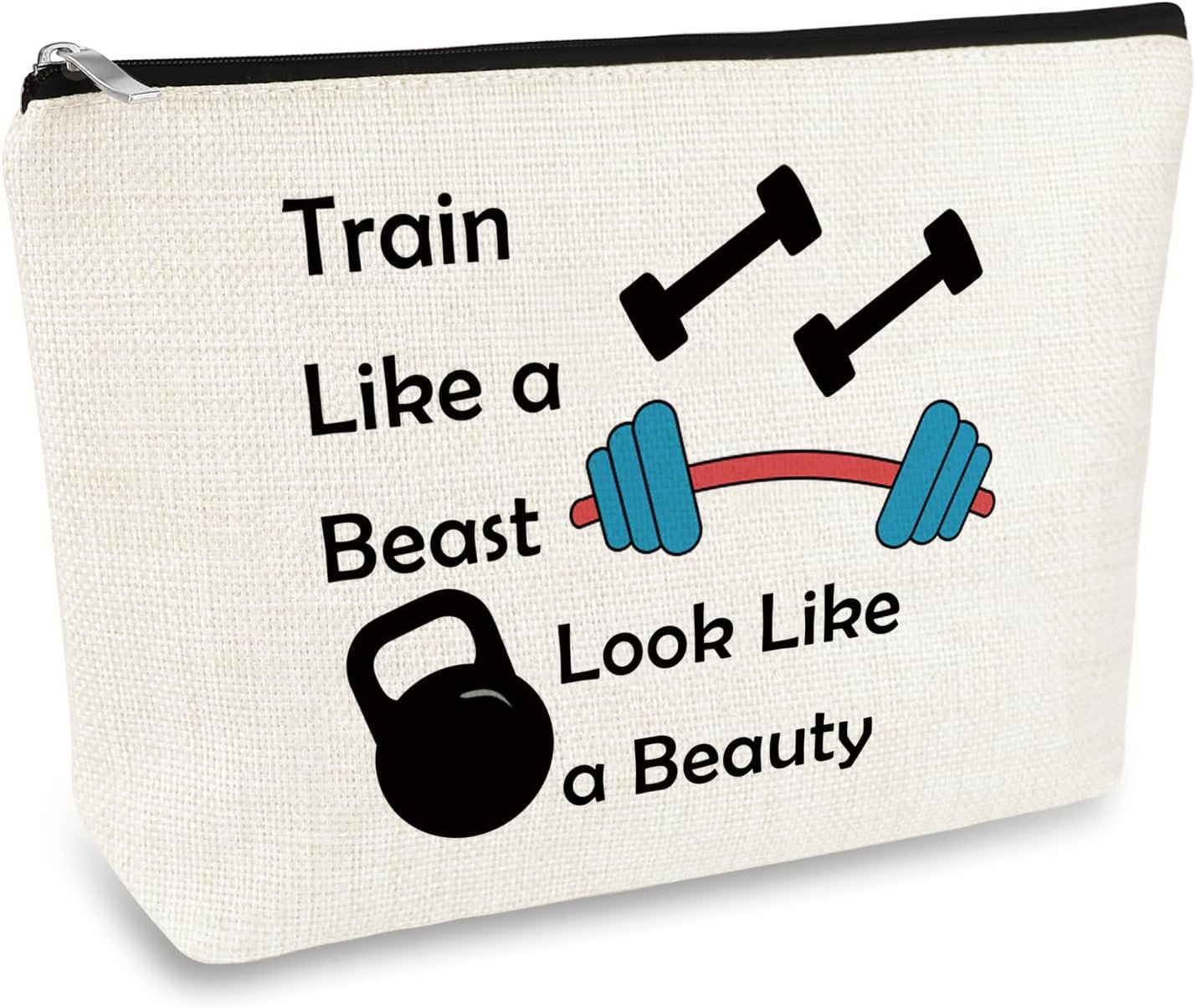 Fitness Gift for Women Workout Makeup Cosmetic Bag Fitness Lovers Gifts Dumbbell Bodybuilding Sports Gym Instructor Trainer Gifts Inspirational Gift for Friend Sister Christmas Birthday Present