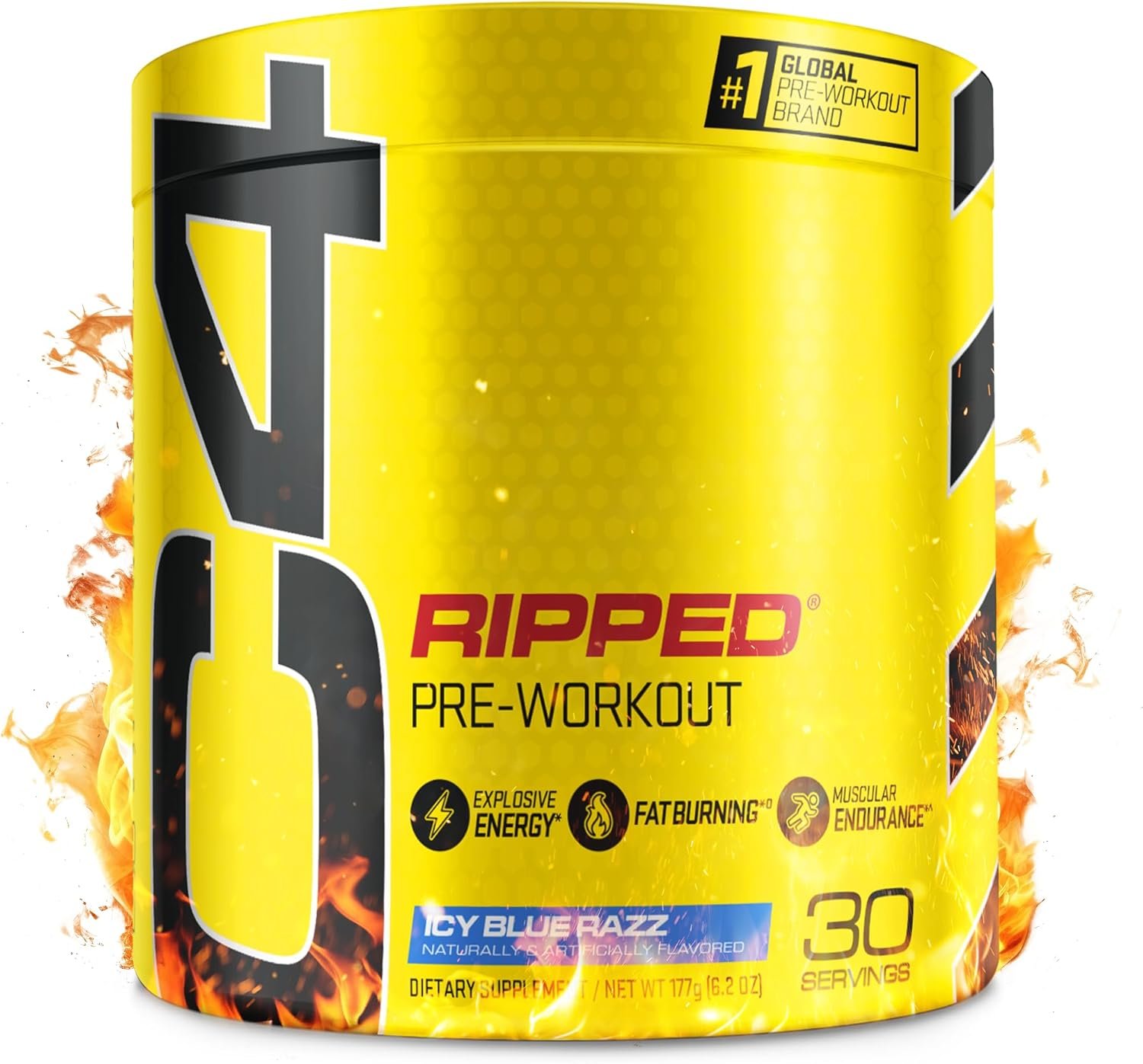 C4 Ripped Pre Workout Powder for Energy, Beta Alanine, Zero Sugar Energy Supplement Preworkout for Men & Women – 150mg Caffeine + Creatine-Free – Icy Blue Razz – 30 Servings