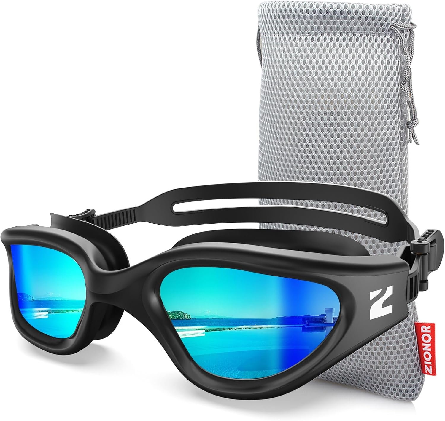 ZIONOR Swim Goggles Adult, G1 Air Polarized Anti-Fog Swimming Goggles for Women Men, Soft Silicone Strap, Outdoor