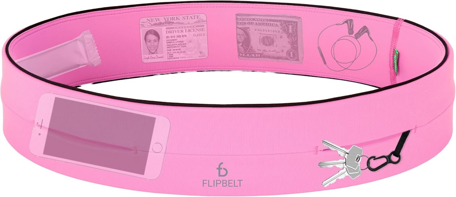 FlipBelt Classic Running Belt, Belt Bag & Fanny Pack for Men and Women – Phone Holder, Waist Pack, Running Accessories, Belt Pouch, Money Belt, USA Running Company