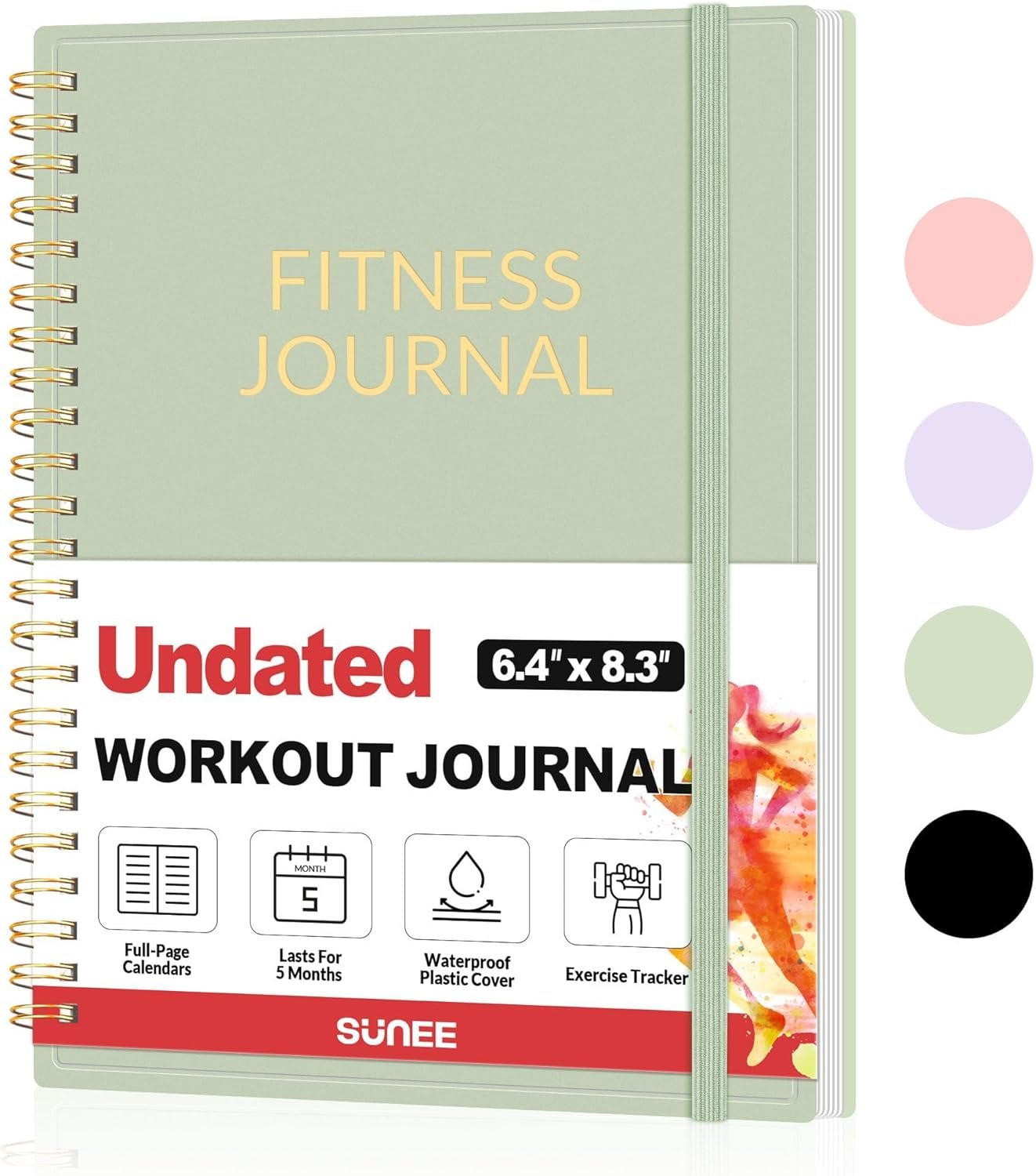 Fitness Journal Workout Planner for Women & Men, A5 (6.4″ x 8.3″) Workout Journal Log Book Planner Gift for Track Gym Essentials, Home Workouts, Track Progress, Achieve Wellness Goals, Green