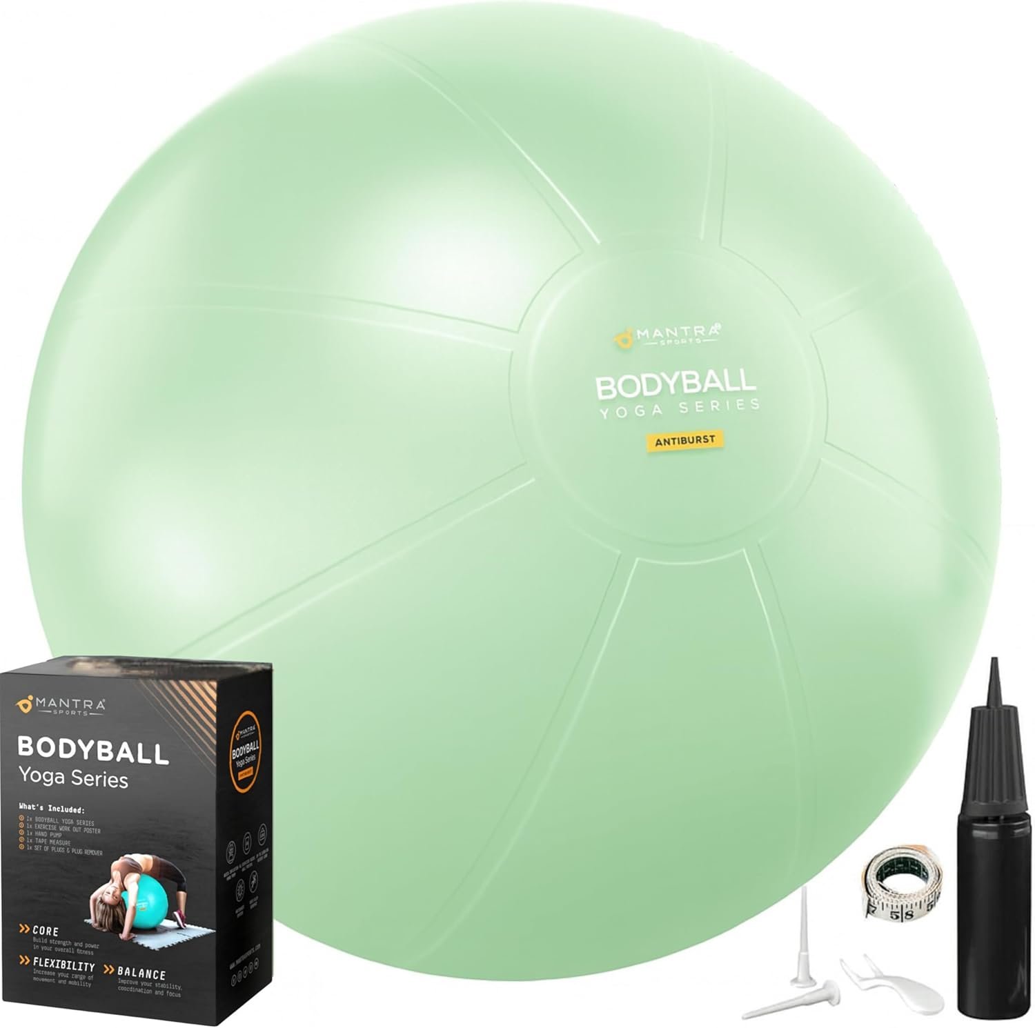 Exercise Ball – Yoga Ball for Pilates & Fitness – Birthing for Pregnancy, Stability, Core, Balance, Therapy for Physical Rehab, Workout for Home Gym & Office Chair, Fast Pump Included