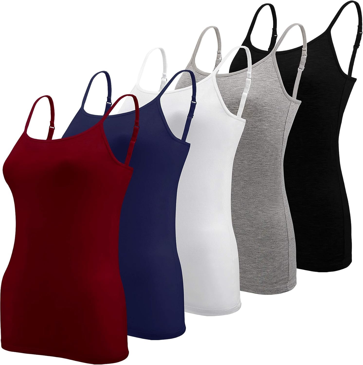 BQTQ 5 Pcs Women’s Camisole Tank Top Undershirt Spaghetti Strap Basic Camisoles