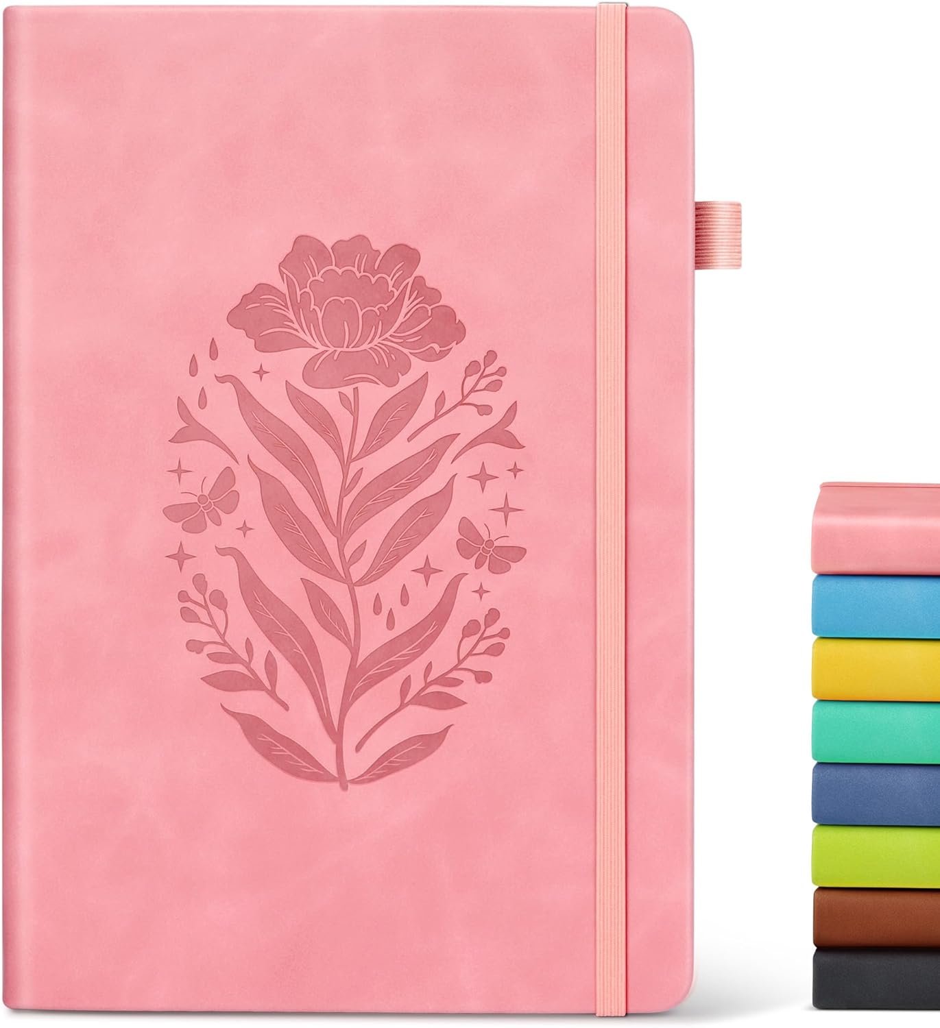 Lined Journal Notebook for Women, A5 Pink Hardcover Leather Journals for Writing, 200 Pages Thick Travel Daily Journal, College Ruled Notebook for Work School, Note Taking, Business 5.75” X 8.38”