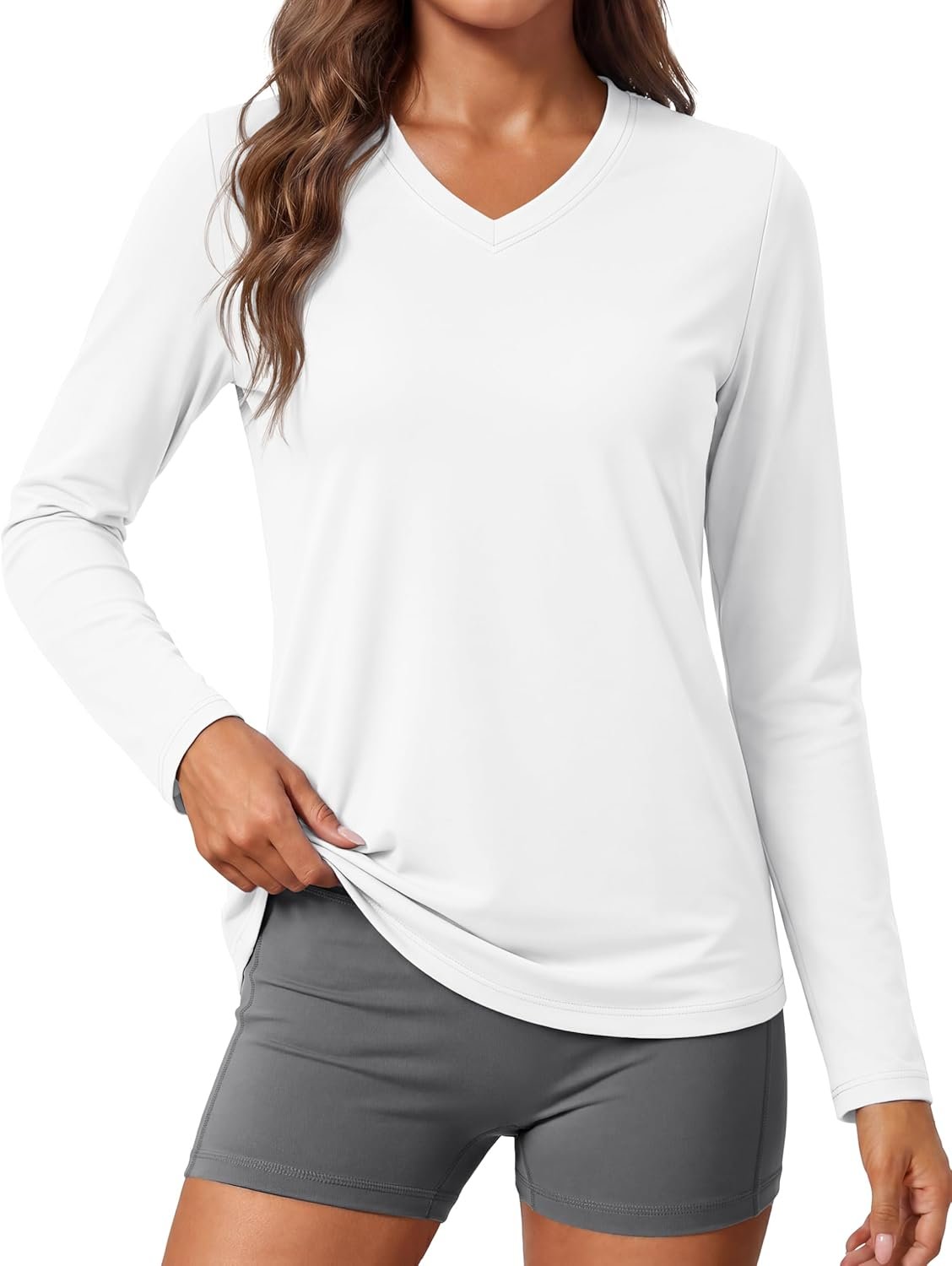 MAGCOMSEN Sun Shirts for Women Long Sleeve SPF Shirt V-Neck UPF 50+ UV Prontection Quick Dry Top for Workout Hiking Swim