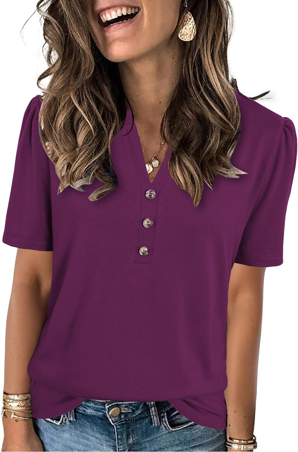 XMTOPYE Womens Summer Tops 2026 Short Sleeve Shirts Beach Vacation Outfits Dressy Casual Blouses