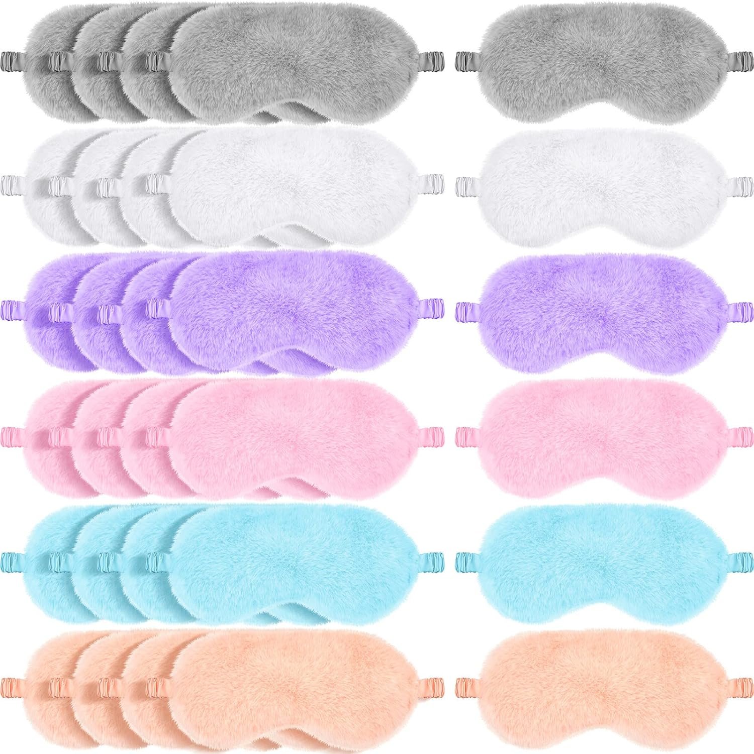 Hercicy 30 Pieces Plush Sleep Eye Mask Bulk Soft Blindfold Comfortable Fluffy Eye Cover for Women Protection Travel Nap Gift Birthday Sleeping Party Favor