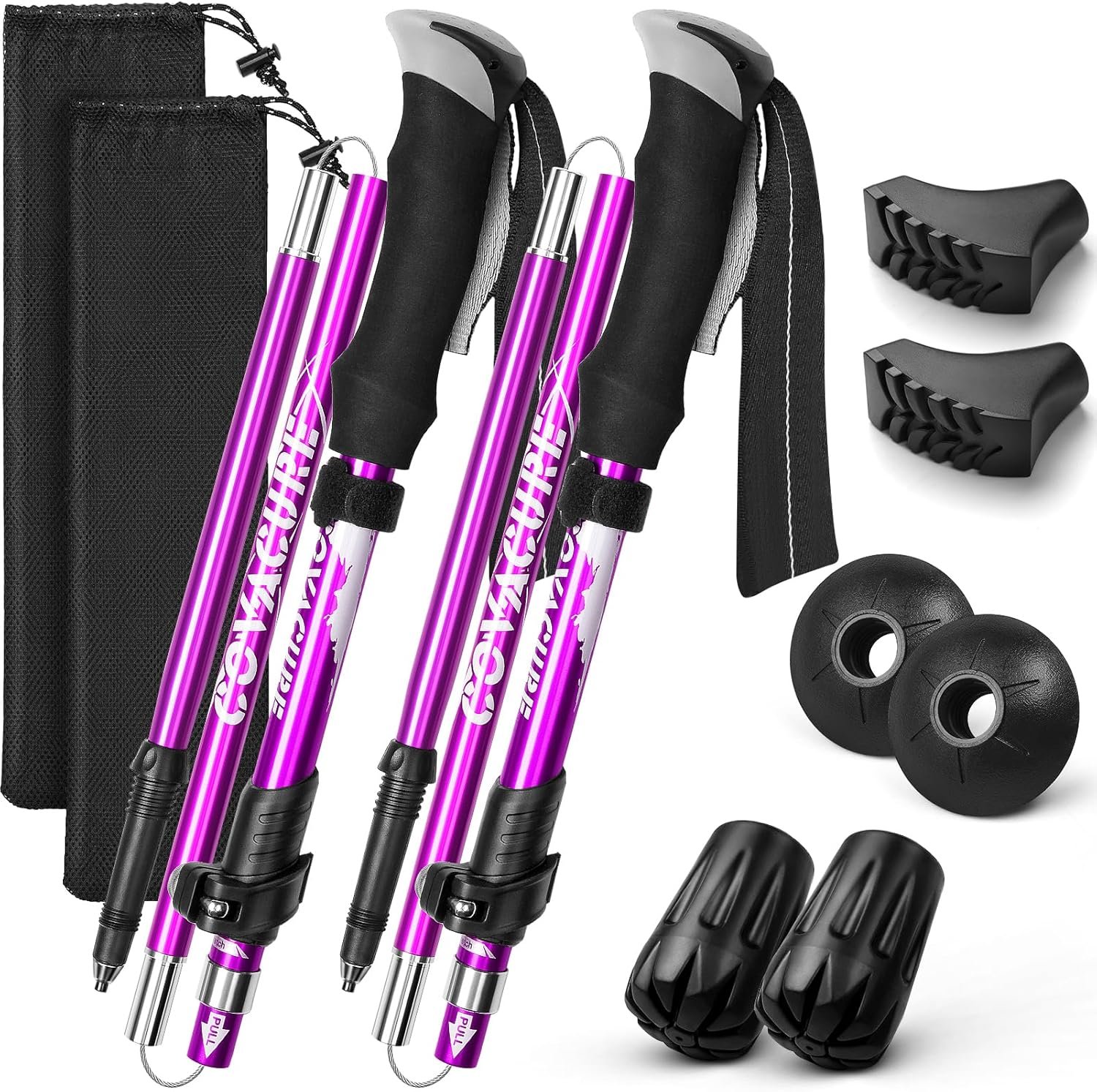 Covacure Hiking Poles Collapsible Trekking Poles – Aluminum Alloy 7075 Walking Sticks for Hiking with Telescopic & Foldable Tri-fold Design Hiking Gear for Women Men, Hiking, Camping, Climbing