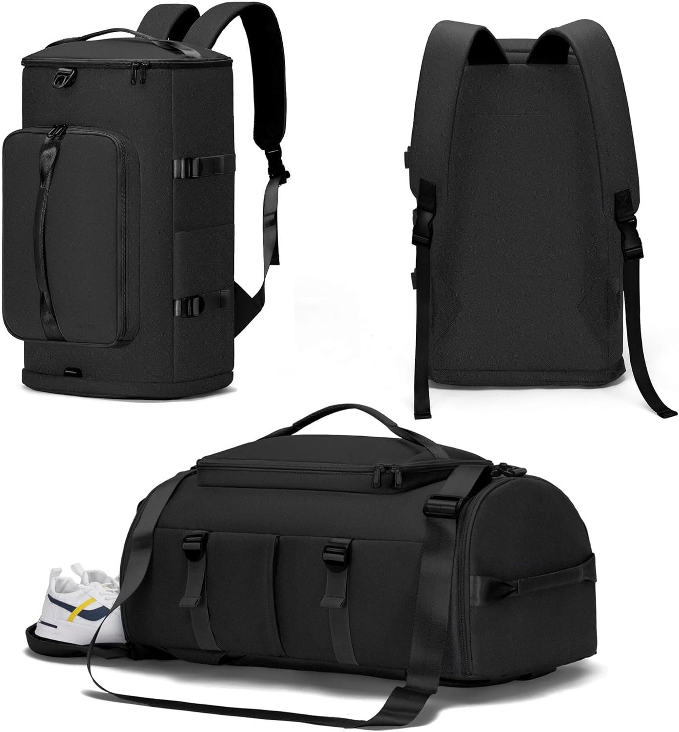 MIYCOO Gym Bag for Men Women with Shoes Compartment – Duffle Bag, Travel Backpack, Sports Backpack, Weekender Overnight Bag with Wet Pocket – Black